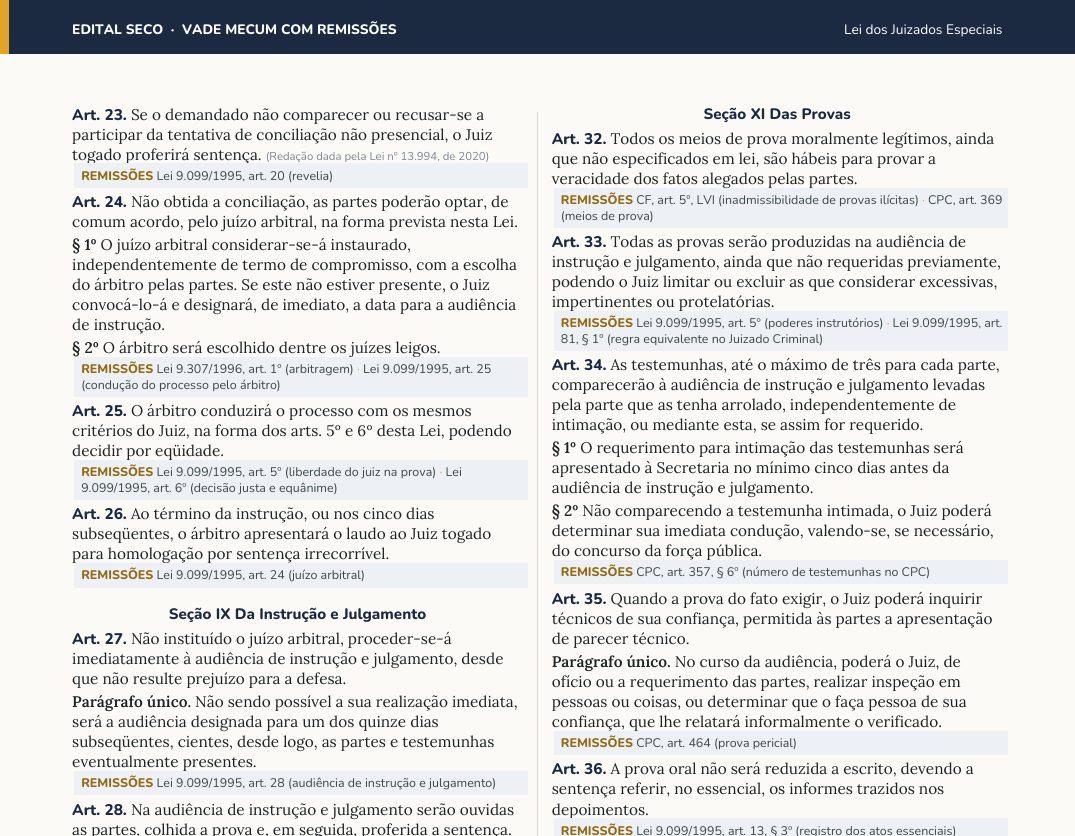 Trecho de página com remissões